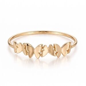 18K Solid Yellow Gold Dainty Butterfly Cluster